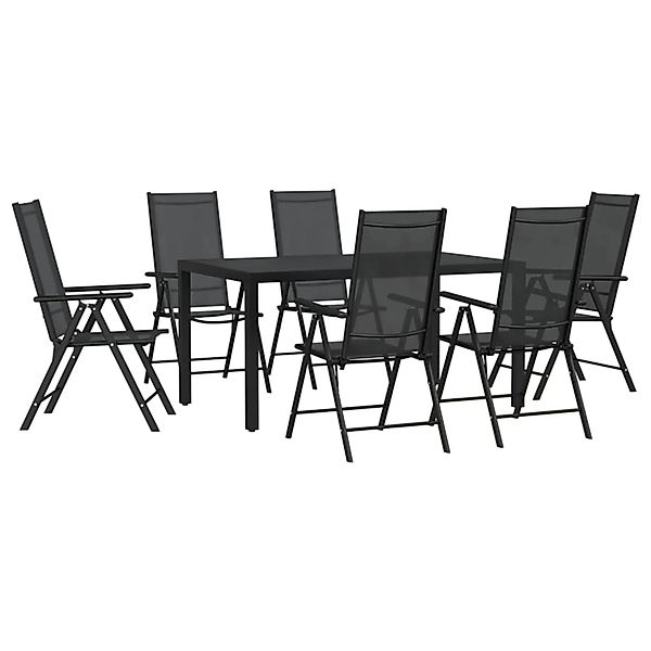 vidaXL 7-Tlg Garten-Essgruppe Schwarz Aluminium 3200603 günstig online kaufen