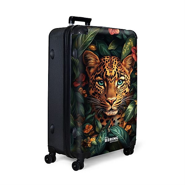 NoBoringSuitcases.com© Hartschalen-Trolley Leopard zwischen tropischen Blum günstig online kaufen