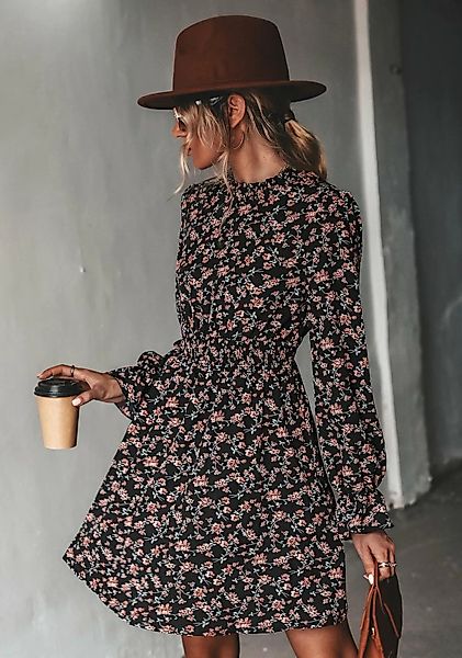 Cupshe Druckkleid Ditsy Blumendruck Mini-Kleid in A-Form Rundhalsausschnitt günstig online kaufen