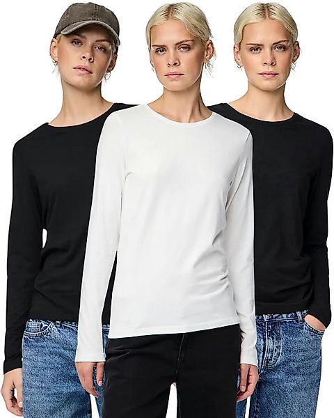 pieces Langarmshirt Basic Rundhalsshirts im 3er Pack günstig online kaufen