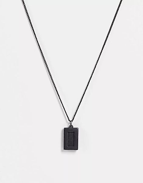 ASOS DESIGN – Dünne Halskette in Mattschwarz mit schwarzem Achat-Anhänger, günstig online kaufen