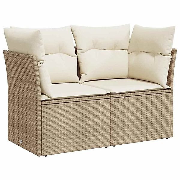 vidaXL Gartensofa mit Kissen 2-Sitzer Beige Poly Rattan 366075 günstig online kaufen