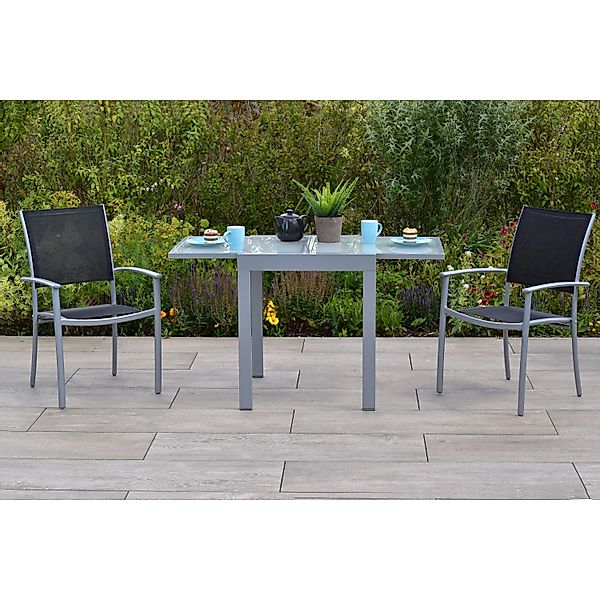 Merxx Milano Set 3-tlg. Mit Balkon-Tisch Ausziehbar 65/130 x 65 cm Schwarz günstig online kaufen