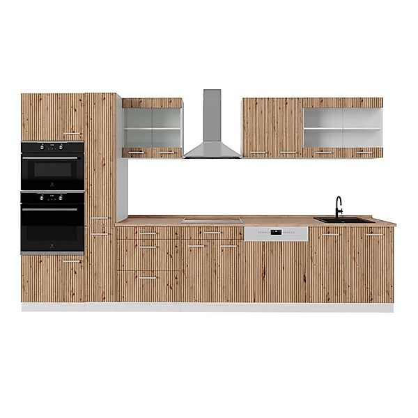 Vicco R-Line Küchenzeile Artisan Eiche/Weiß 350 cm mit HochschrankAP Eiche günstig online kaufen