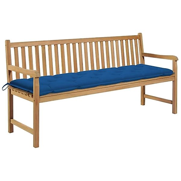 vidaXL Gartenbank mit Blauer Auflage 175 cm Massivholz Teak 3062809 günstig online kaufen