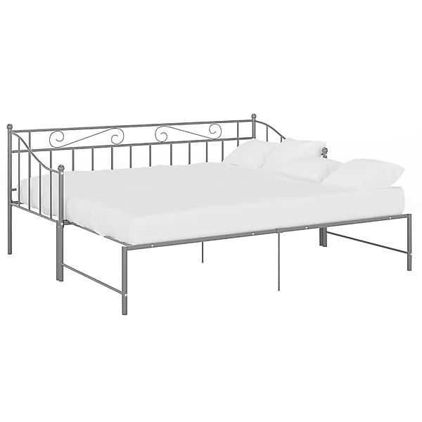 vidaXL Bett Ausziehsofa Bettgestell Grau Metall günstig online kaufen