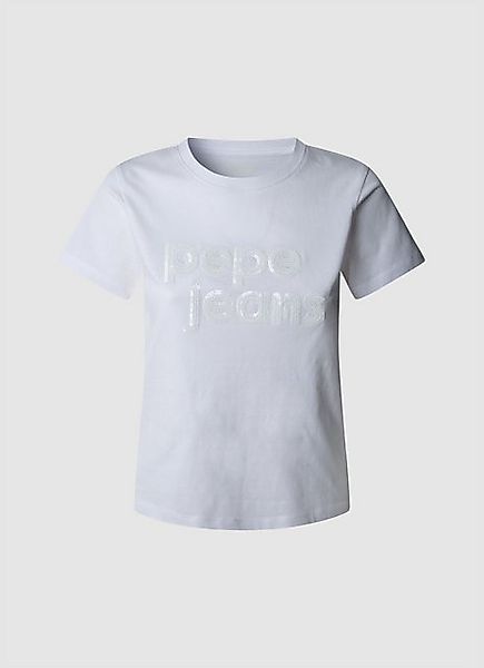 Pepe Jeans T-Shirt ARIA mit Ton-in-Ton Paillettenbesatz günstig online kaufen