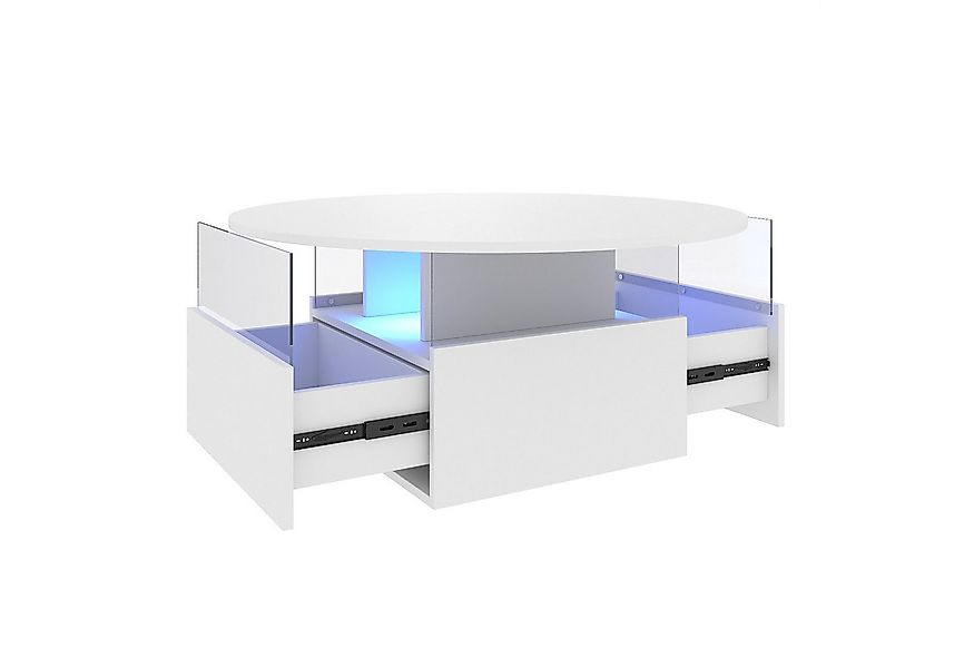 radelldar Couchtisch, Wohnzimmertisch Beistelltisch rund mit 2 Schubladen L günstig online kaufen