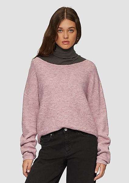 QS Strickpullover Melierter Pullover mit überschnittener günstig online kaufen