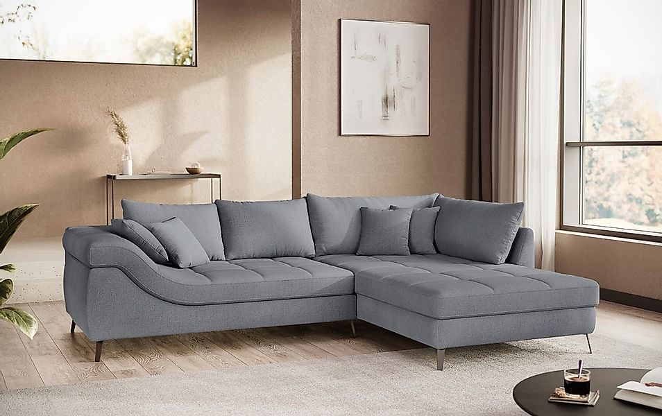 Mr. Couch Ecksofa »Portofino L-Form«, 4 Bezugsqualitäten, 13,5 cm hohe Meta günstig online kaufen