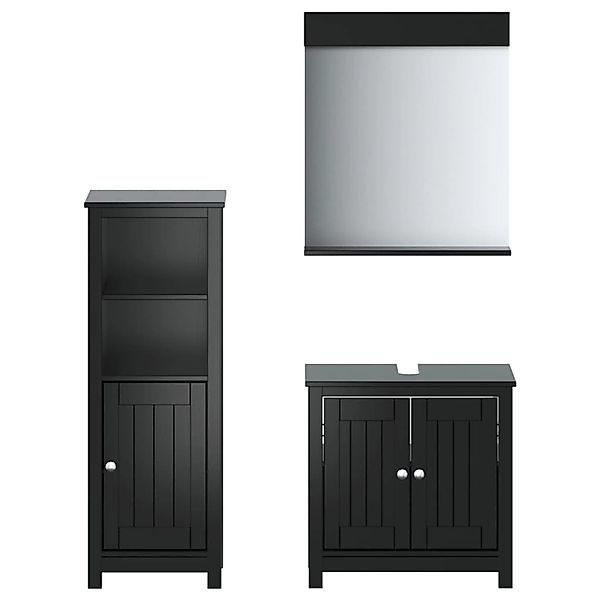 vidaXL 3-Tlg Badmöbel-Set BERG Schwarz Massivholz Kiefer 3206497 günstig online kaufen