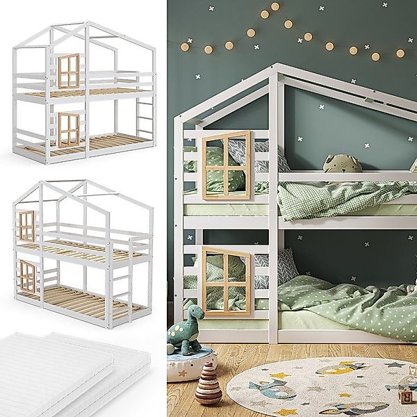 VitaliSpa® Etagenbett Maja, Weiß/Naturholz, 90x200 cm günstig online kaufen