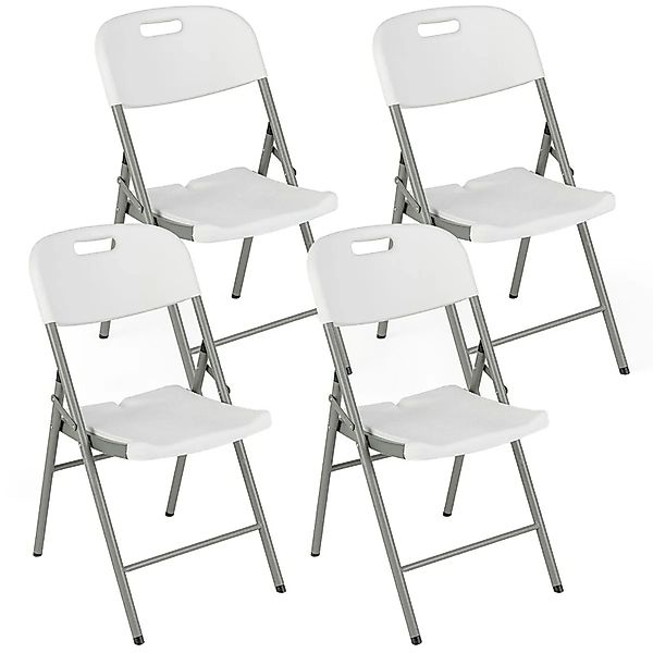 Costway 4er Set Klappstühle Metallrahmen mit Tragegriff Weiß günstig online kaufen