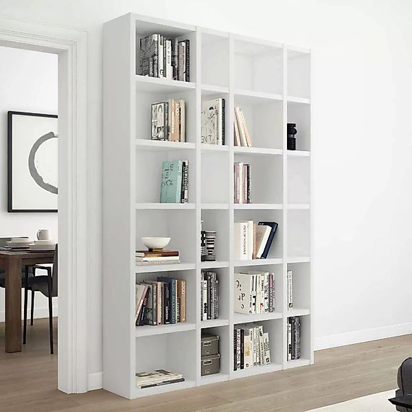 Weißes Raumteilerregal 222 cm hoch - 145 cm breit 24 Fächer günstig online kaufen