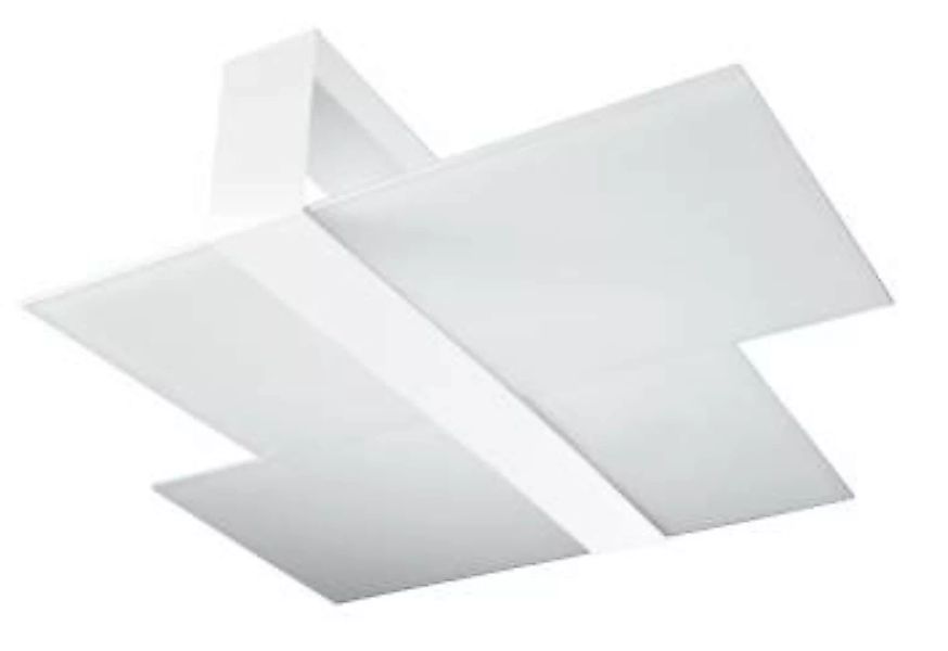 Deckenlampe Weiß Glas Metall flach blendarm 2x E27 günstig online kaufen