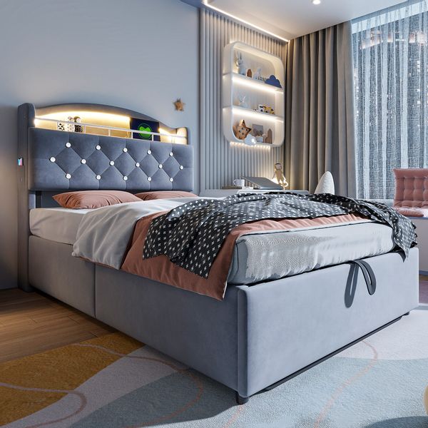 Merax Polsterbett (1-tlg), Kinderbett 90x200cm mit günstig online kaufen