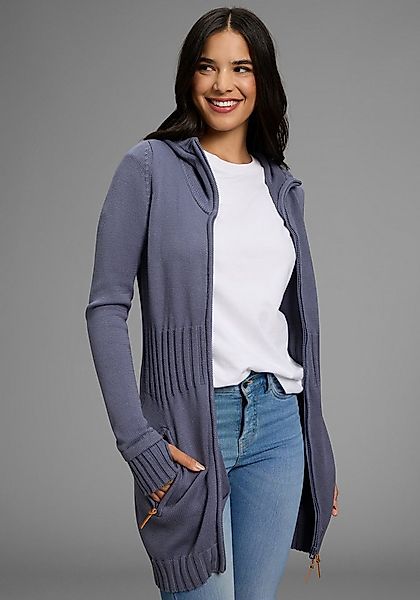 KangaROOS Kapuzenstrickjacke in schmeichelnder Longform günstig online kaufen