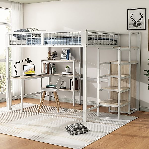 STILVORA Hochbett 140×200 mit Schreibtisch,Jugendbett mit günstig online kaufen