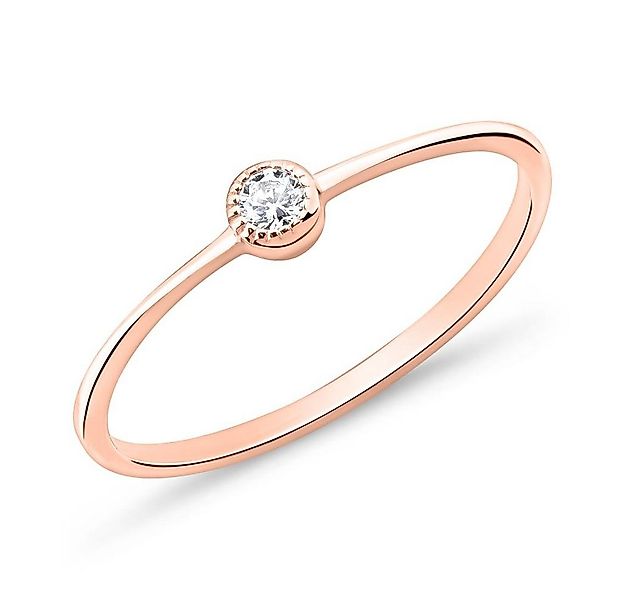 JEWLIX Silberring Rosévergoldet mit Zargengefasstem Zirkonia SR0497-R günstig online kaufen