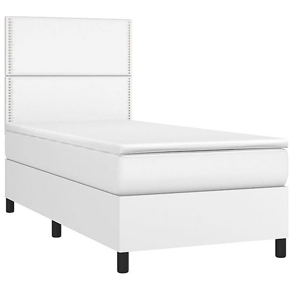 vidaXL Bett Boxspringbett mit Matratze & LED Weiß 90x190 cm Kunstleder günstig online kaufen