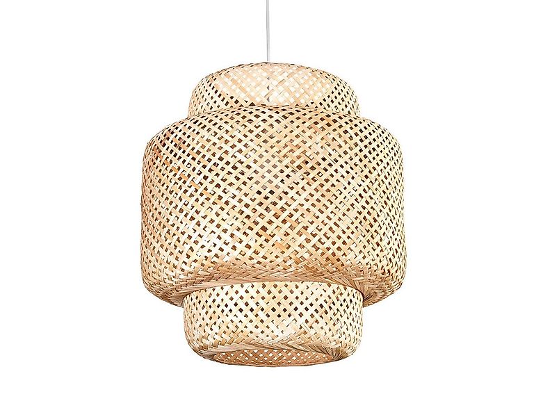 hofstein Hängeleuchte Hängelampe aus Metall/Bambus in Weiß/Natur im Boho-De günstig online kaufen