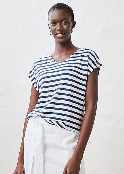 bonprix T-Shirt Oversize Passform, Kurzarm, V-Ausschnitt, aus Leinen, pfleg günstig online kaufen