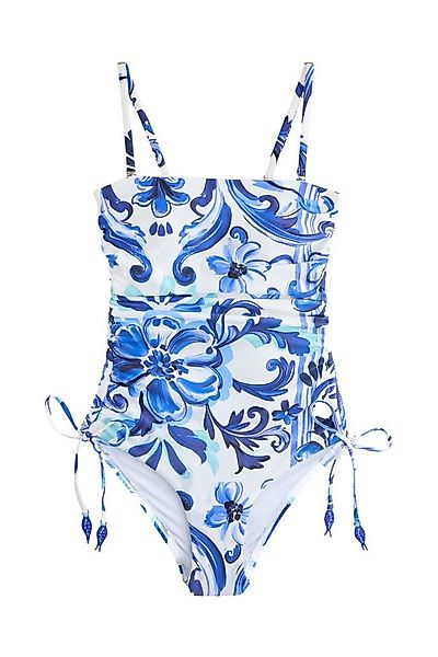 Next Badeanzug Bauchformender Bandeau-Badeanzug mit Beinrüschen (1-St) günstig online kaufen