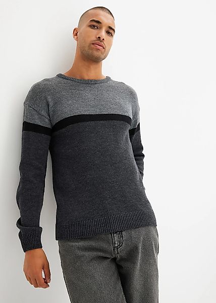 bonprix Strickpullover aus Polyacryl, mit Rundhalsausschnitt, Regular Fit günstig online kaufen