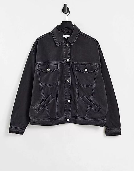 Topshop – Oversize-Jacke in verwaschenem Schwarz günstig online kaufen
