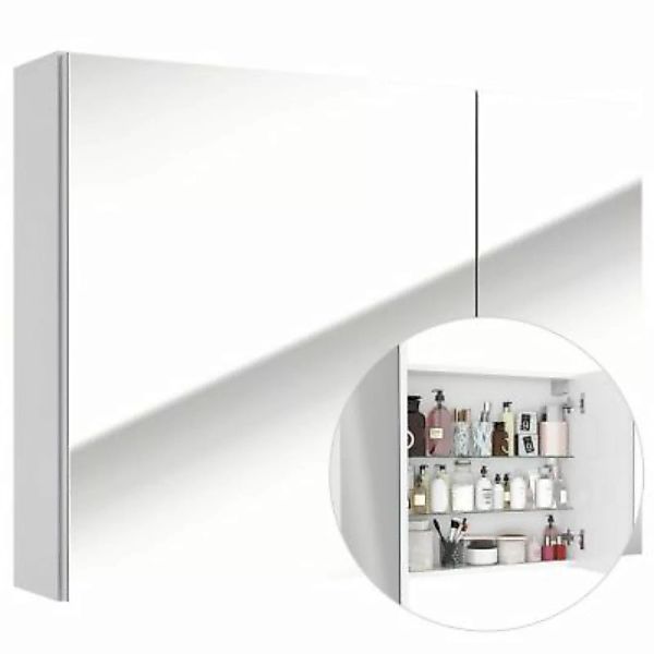 Lomadox Spiegelschrank 80 cm 2-türig SOFIA-107 in Hochglanz weiß lackiert, günstig online kaufen