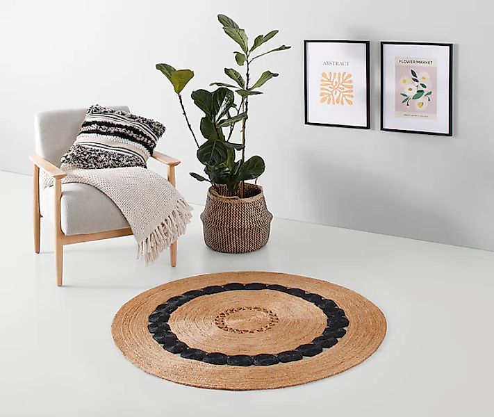 my home Teppich »Naturala, Jute-Teppich, handgefertigt«, rund, 5 mm Höhe, r günstig online kaufen