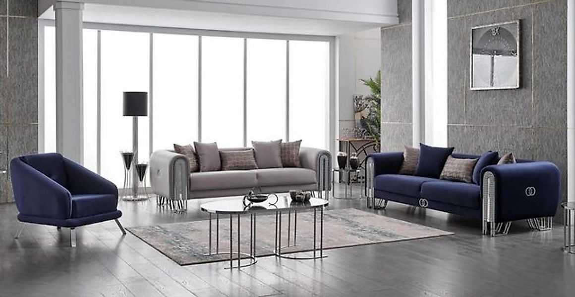 Xlmoebel Sofa Exklusives 3-teiliges Wohnzimmer-Textil-Set im modernen Stil günstig online kaufen