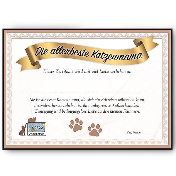 Tigerlino Poster Katzenmama Geschenk Katzenliebhaber Urkunde günstig online kaufen