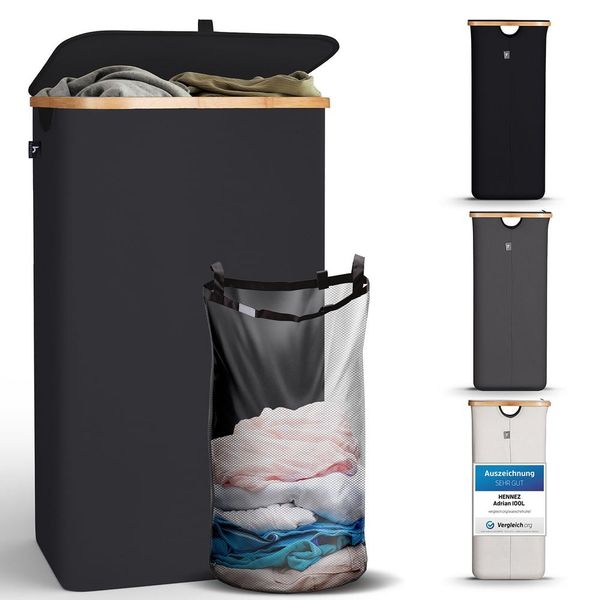 HENNEZ Wäschekorb mit Griff aus Bambus, günstig online kaufen