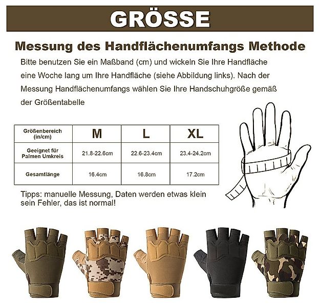 Sunicol Fahrradhandschuhe Men Tactical Fingerless Gloves, Half Finger, Camo günstig online kaufen