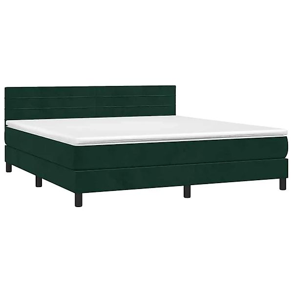 vidaXL Boxspringbett mit Matratze Dunkelgrün 160x200 cm Samt 3141374 günstig online kaufen
