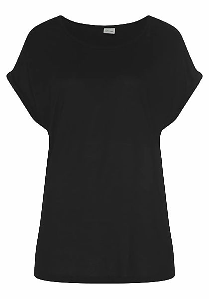 LASCANA Kurzarmshirt mit Rundhalsausschnitt, Jerseyware, Ärmelaufschlag, günstig online kaufen