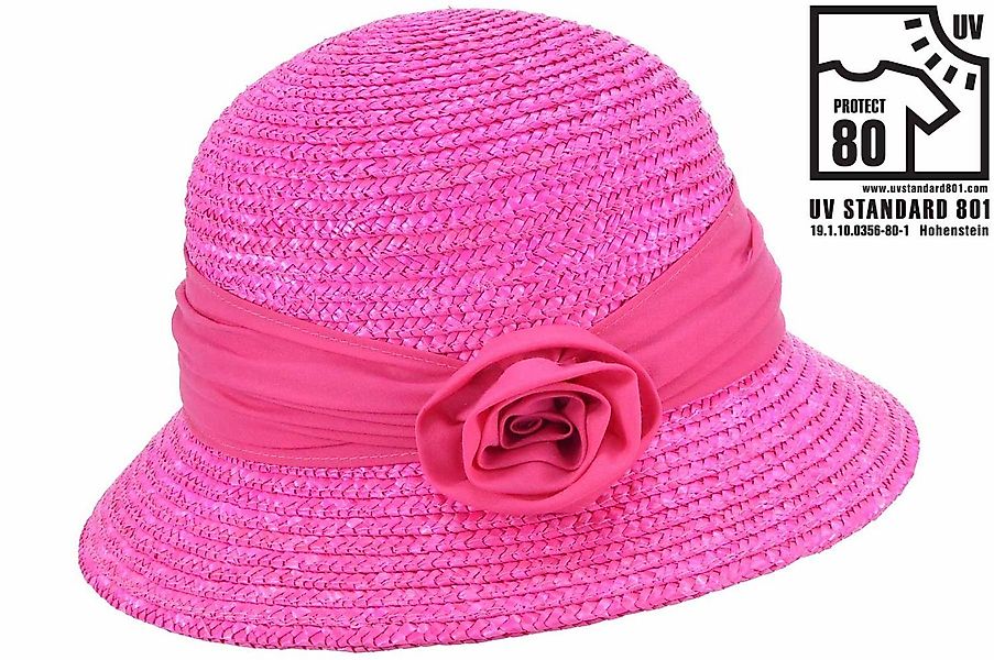 Seeberger Strohhut Elegante Glockenhut mit Blume günstig online kaufen