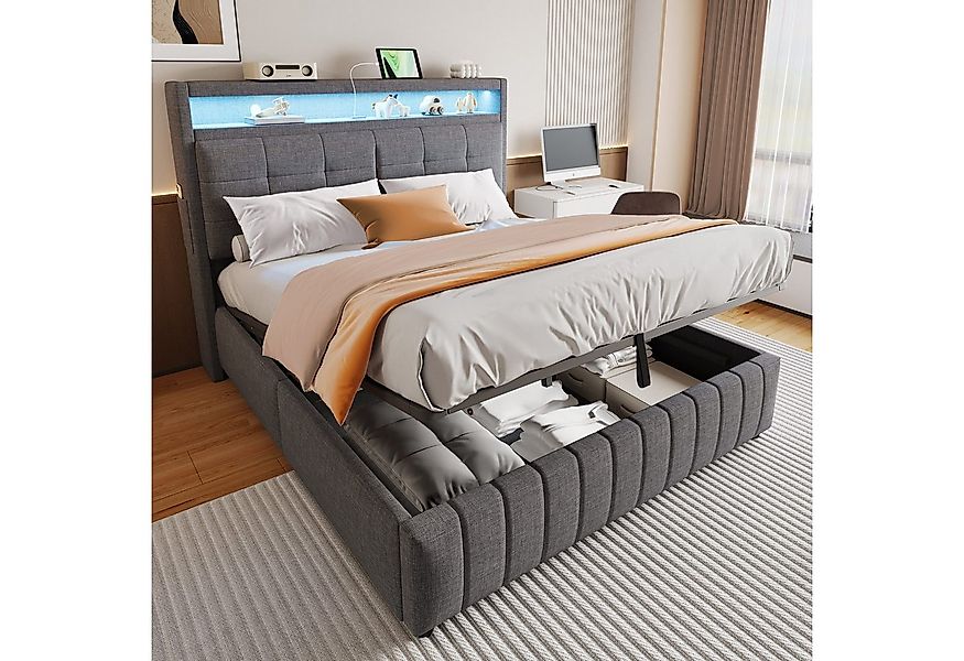 HAUSS SPOLE Polsterbett 160x200 cm, mit LED-Beleuchtung und USB-Steckdose, günstig online kaufen
