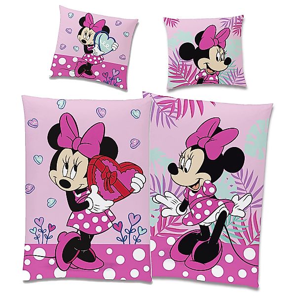 BERONAGE Kinderbettwäsche Minnie Mouse Herz Bettwäsche günstig online kaufen