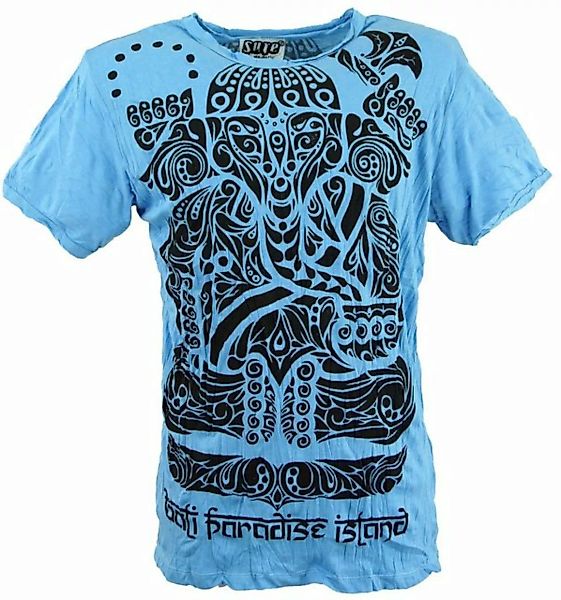 Guru-Shop T-Shirt Sure Herren T-Shirt Tribal Ganesha - hellblau Goa Style, günstig online kaufen