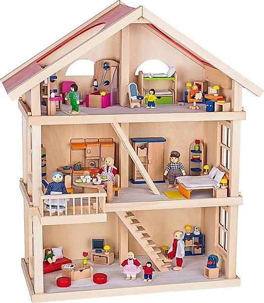 goki Puppenhaus aus Holz mit 3 günstig online kaufen