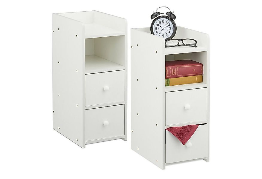 relaxdays Nachttisch schmal weiß (2er Pack, 2-St), 2er Pack günstig online kaufen