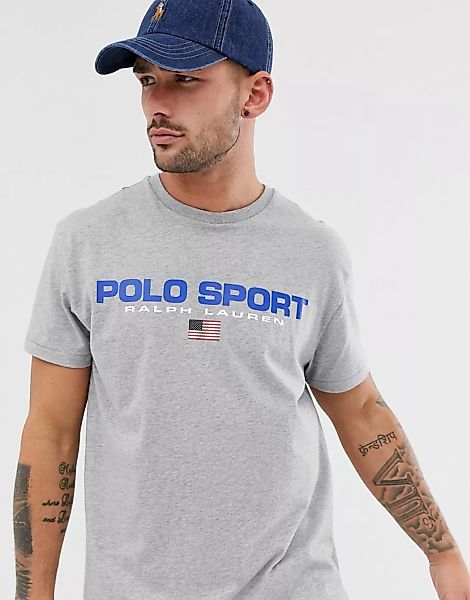 Polo Ralph Lauren – Sportliches, graues Retro-T-Shirt mit Capsule-Logo in r günstig online kaufen