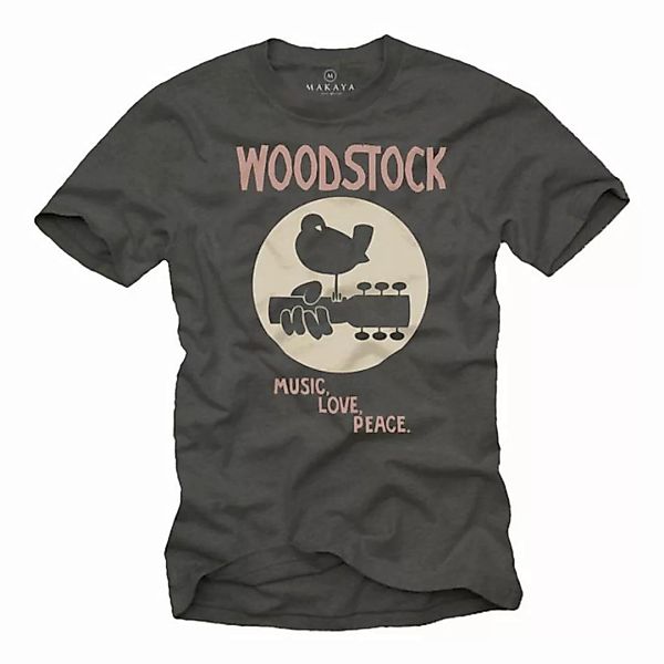 MAKAYA T-Shirt Herren Woodstock Musik 60er 70er 80er Jahre Motiv Musiker Ge günstig online kaufen