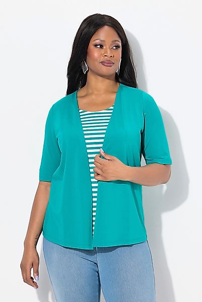 Ulla Popken T-Shirt 2-in-1-Shirt Ringel Rundhals günstig online kaufen