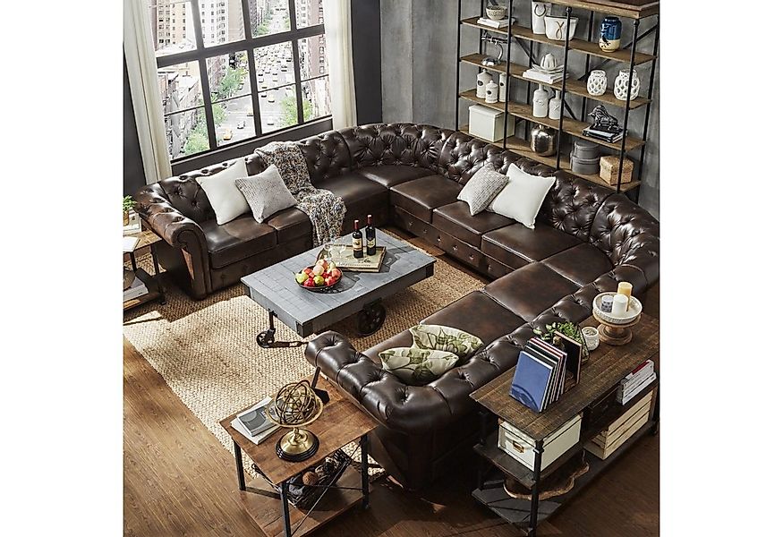 JVmoebel Wohnlandschaft Chesterfield Sofa XXL U-Form – Große Leder-Couch mi günstig online kaufen