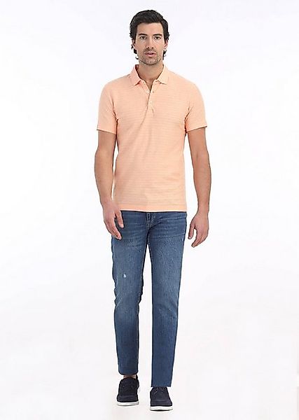 RAMSEY Poloshirt Orange Jacquard Polo Neck Baumwollgemisch T-Shirt günstig online kaufen