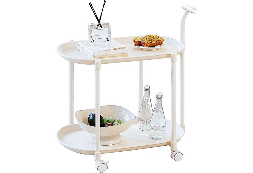HEYHIPPO Beistelltisch Beistelltisch mit Rollen, 2 Ebenen, Weiß, mobiler So günstig online kaufen