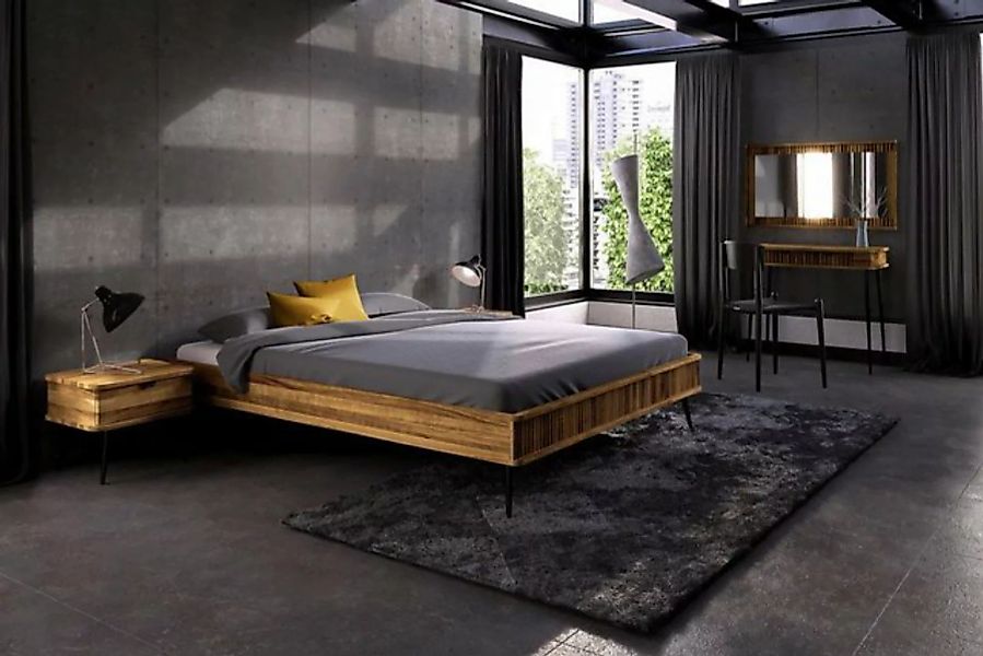 Natur24 Einzelbett Bett Tula 3 Sonderlänge 90x210 Wildeiche o. Kopfteil mit günstig online kaufen